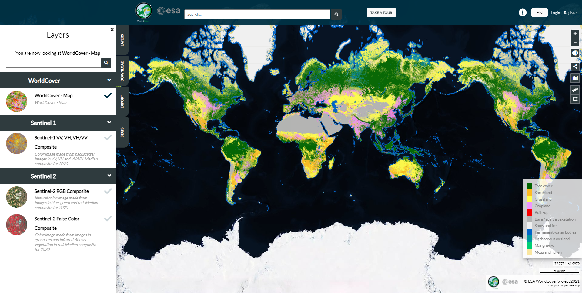 Esa Worldwide Land Cover Map Tyc Gis